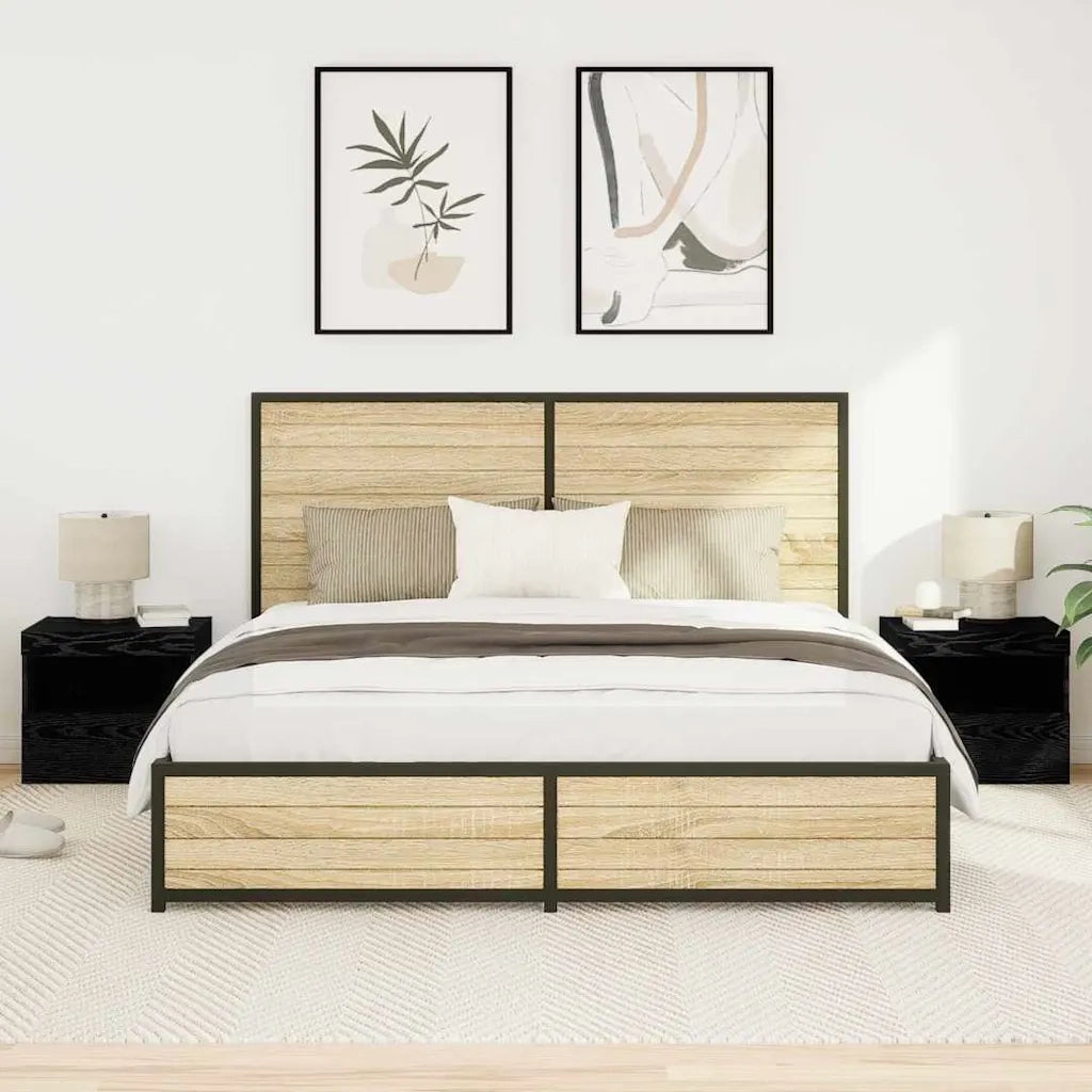 Armadio da Notte con cassetto 2 pcs Rovere Nero 50 x 40 x 45 cm 862185