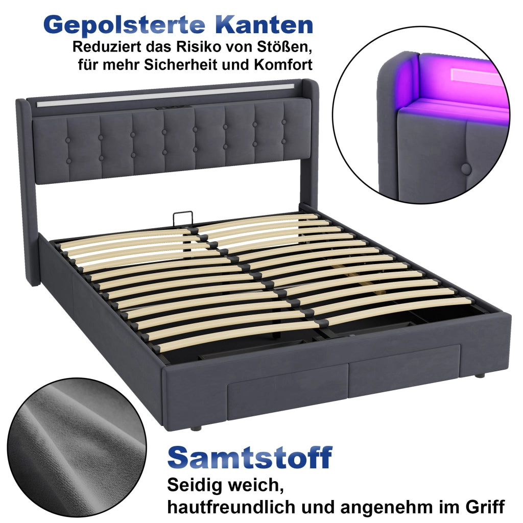 Letto contenitore 160x200 cm, colore grigio