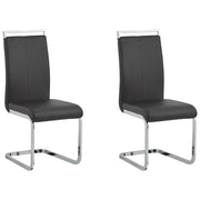 Set di 2 sedie da pranzo con sedile imbottito in ecopelle nera con schienale alto per sale conferenze a sbalzo moderne