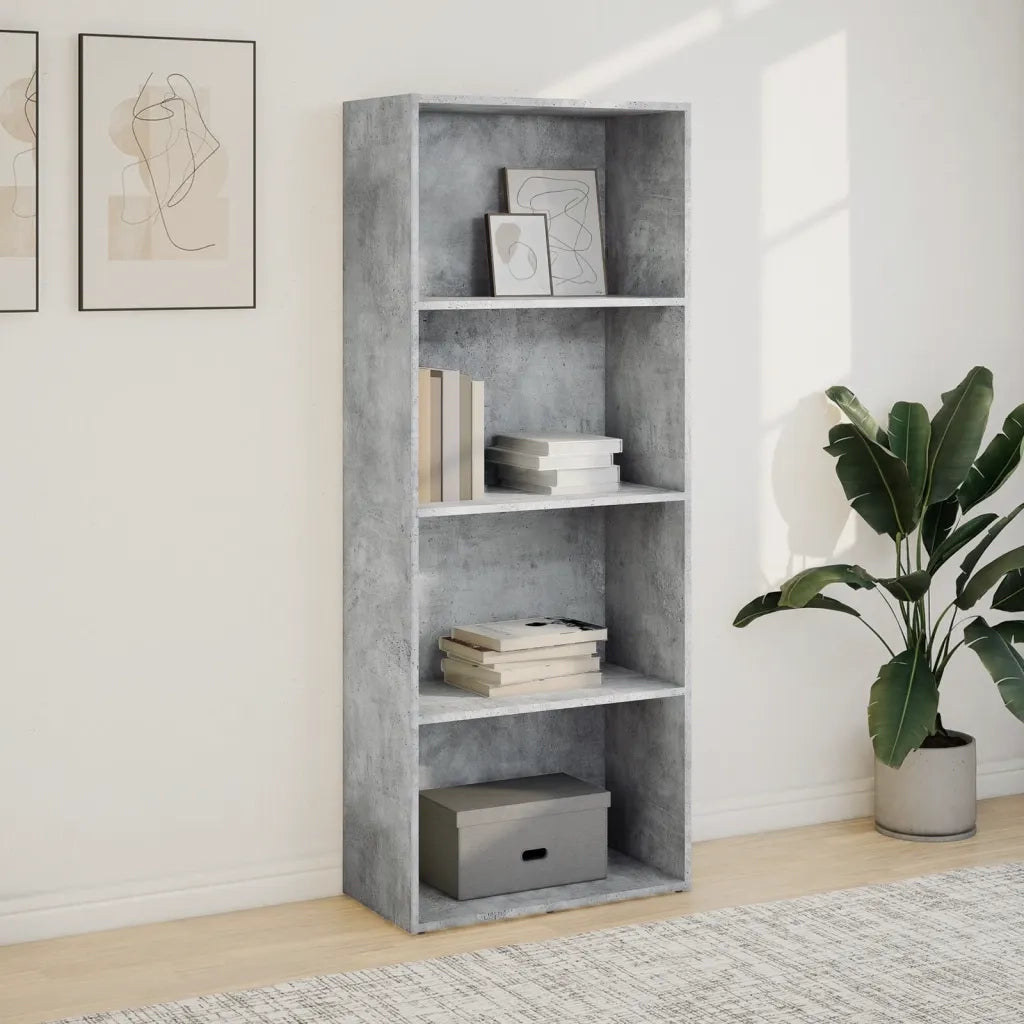 Libreria-Scaffale per Libri-Mobile di Stoccaggio Grigio Cemento 60x30x152 cm in Legno Multistrato