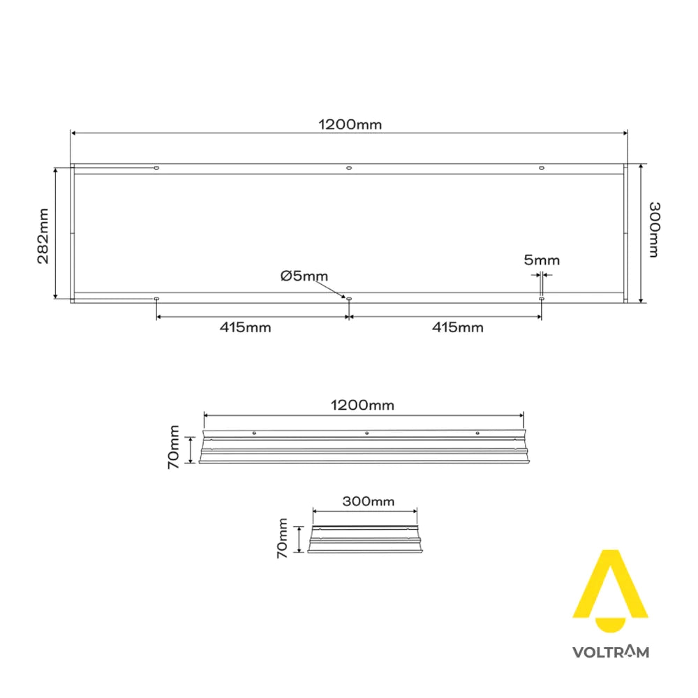 Cornice bianca a soffitto in alluminio per pannello LED 120x30
