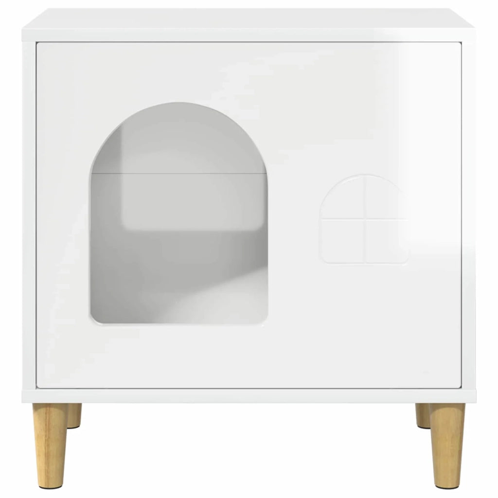 Casa per Gatti Bianco Lucido 51 x 30 x 52 cm Legno multistrato