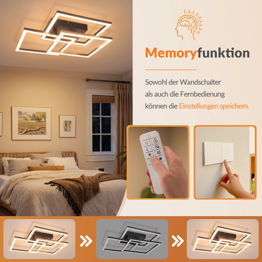 ZMH Lampada da Soffitto LED Dimmabile 31W Moderna Quadrata Design con Telecomando per Camera Soggiorno Ufficio