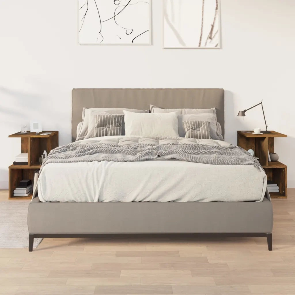 Comodini 2 pz Rovere Fumo 35x35x55 cm in Legno Multistrato 815184