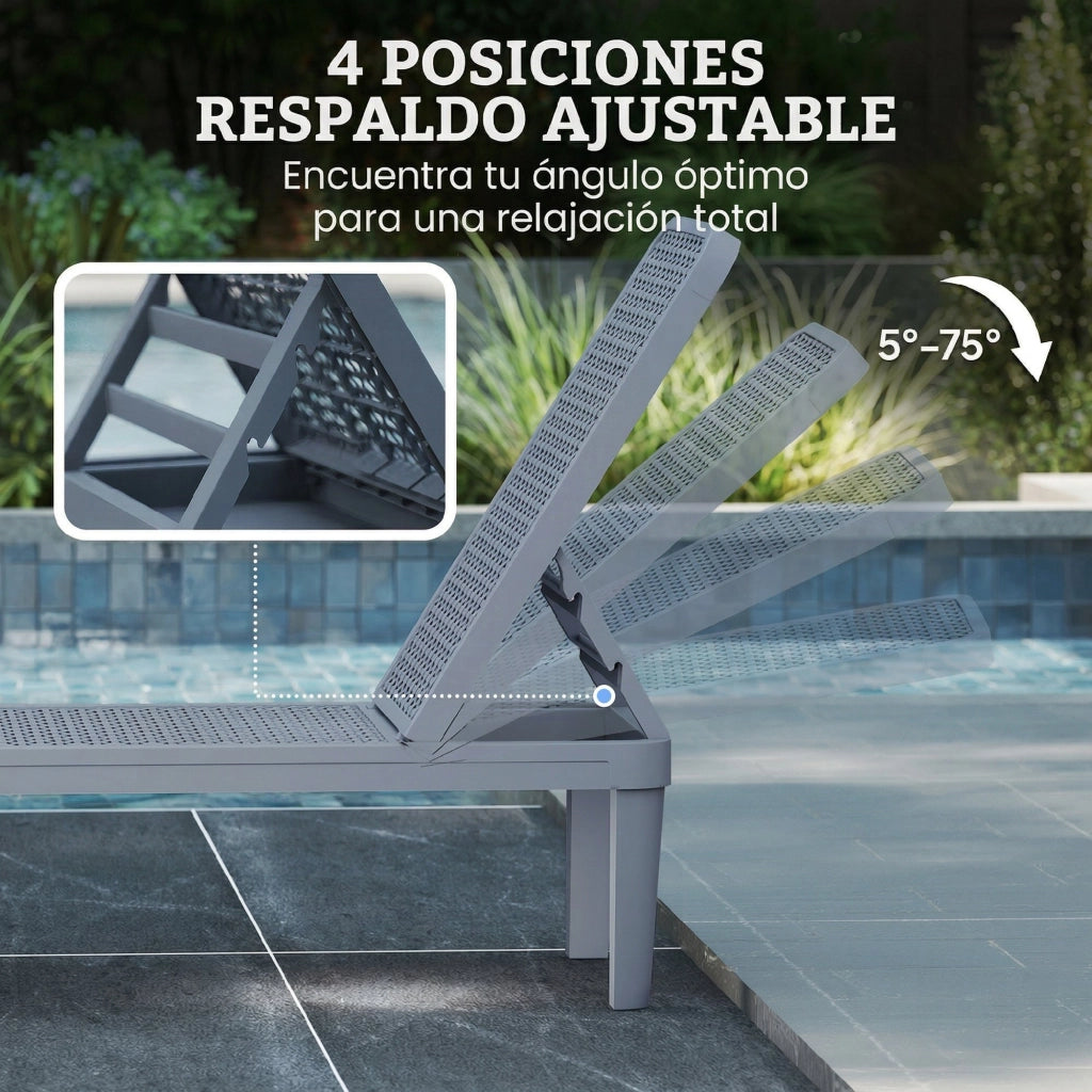 Poltrona Reclinabile da Giardino ¨C Zephmum ¨C Grigio 191x55x35,5 cm