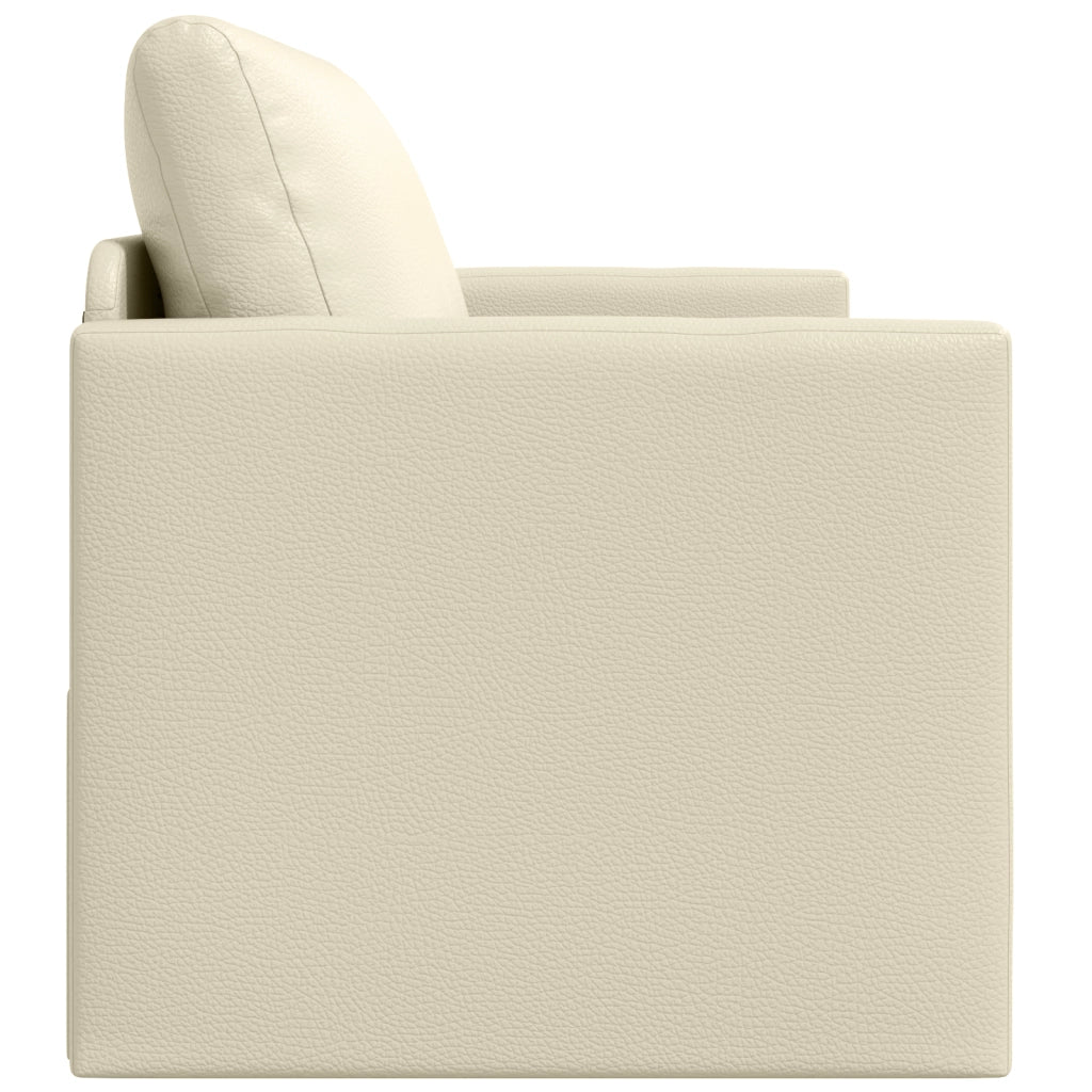 Divano Letto a Pavimento 2-in-1 Crema 124x71x78 cm Pelle Sintetica