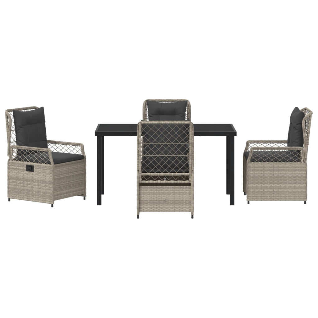 Set da Pranzo da Giardino da 5 Pezzi Grigio Chiaro in Rattan Polimerico