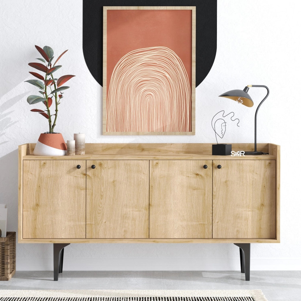 Credenza in legno "Navi" - 150 x 40 x 80 cm - Beige