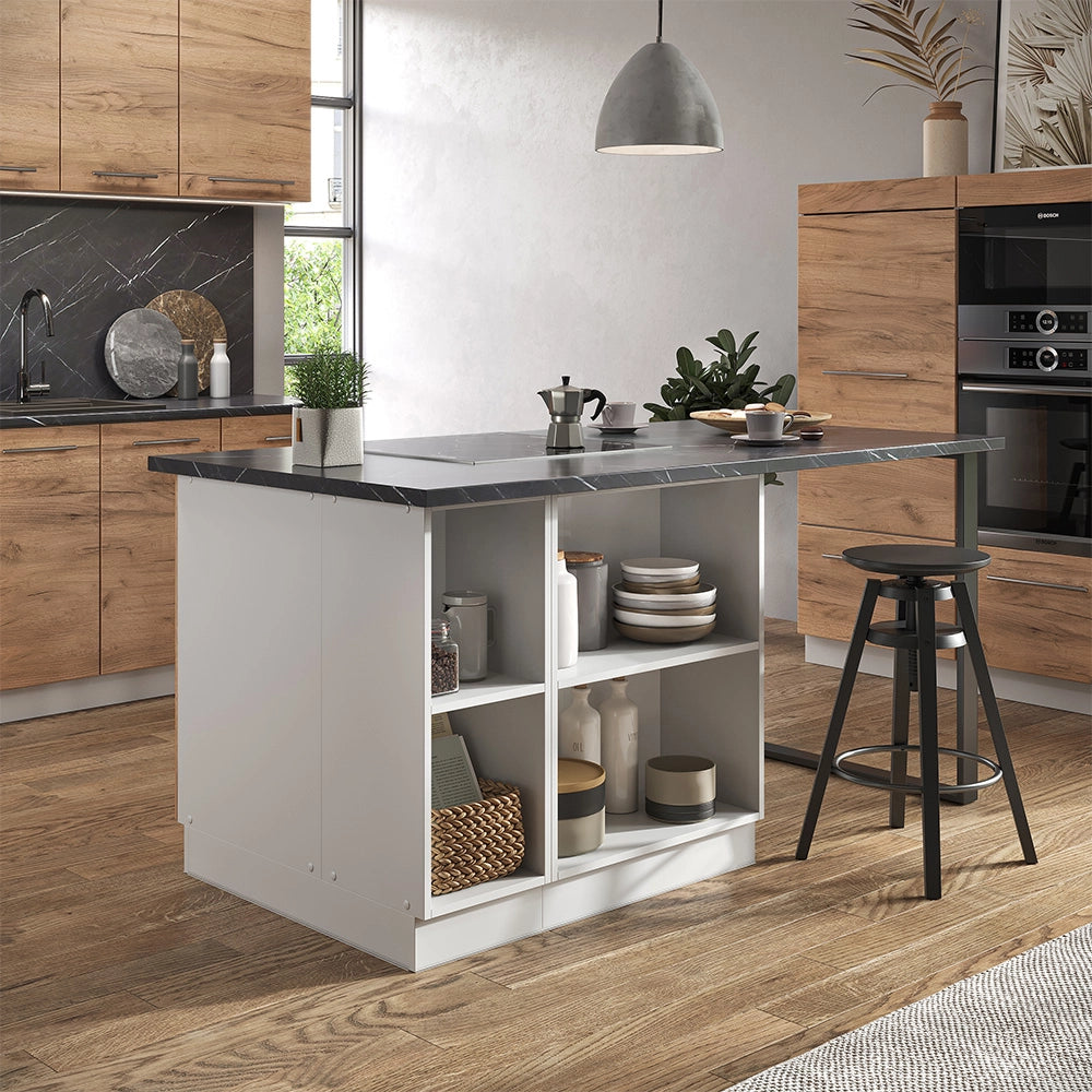 Isola cucina Fame-Line Rovere dorato/Bianco 90 cm con cassetto, senza piano di lavoro Vicco
