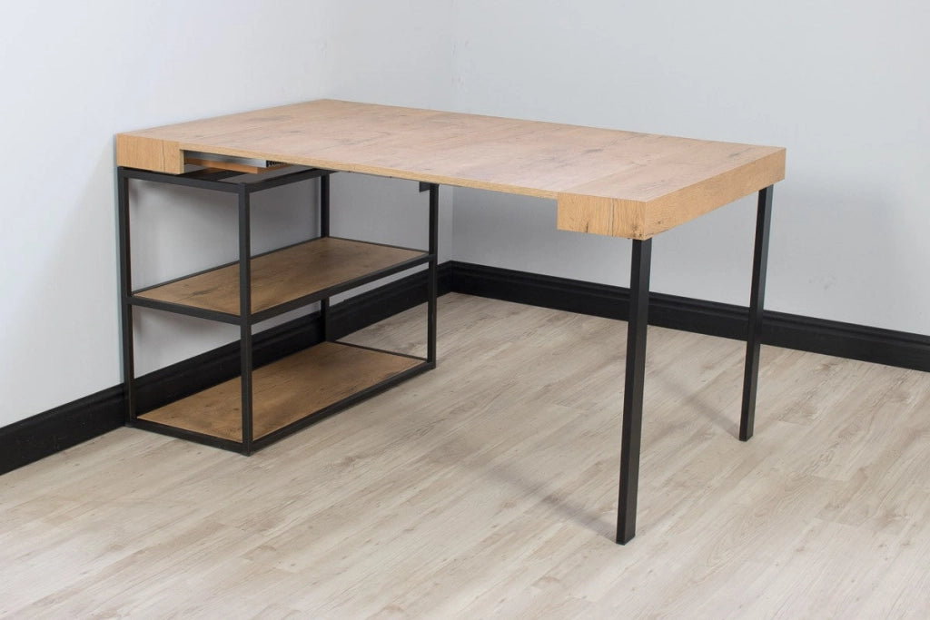 Consolle Allungabile in Legno e Ferro H77x40x90/300cm Plano Quercia Classica