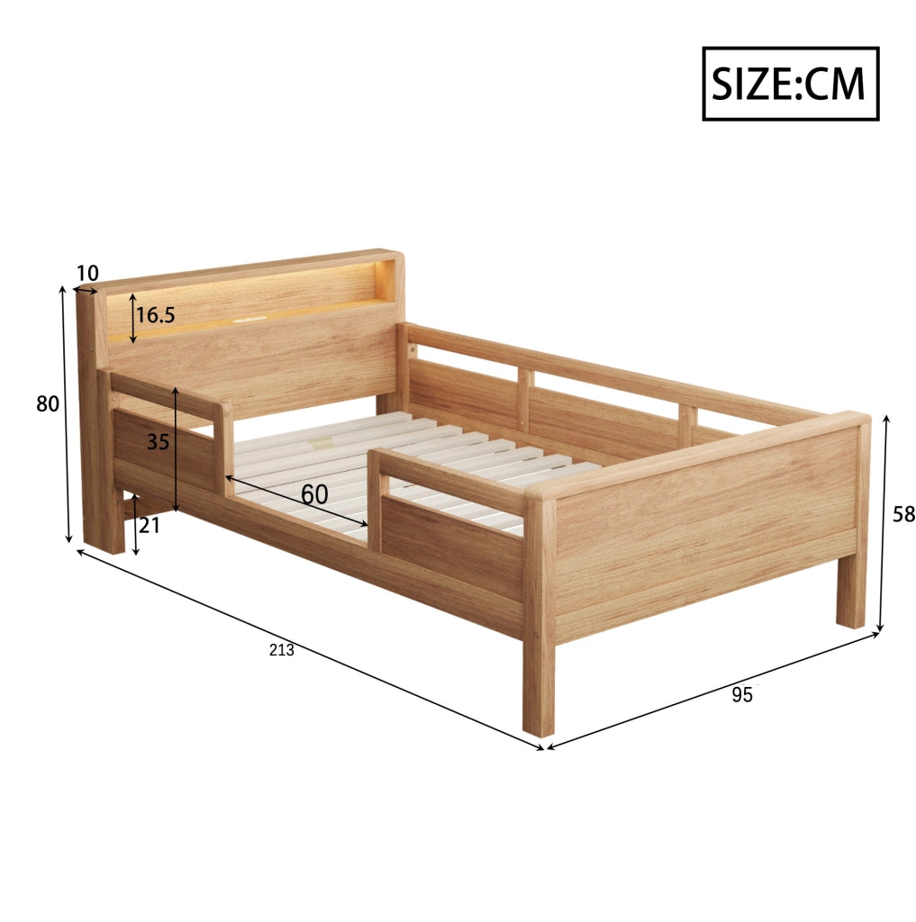 Letto singolo multifunzione 90x200 cm con LED e USB-C