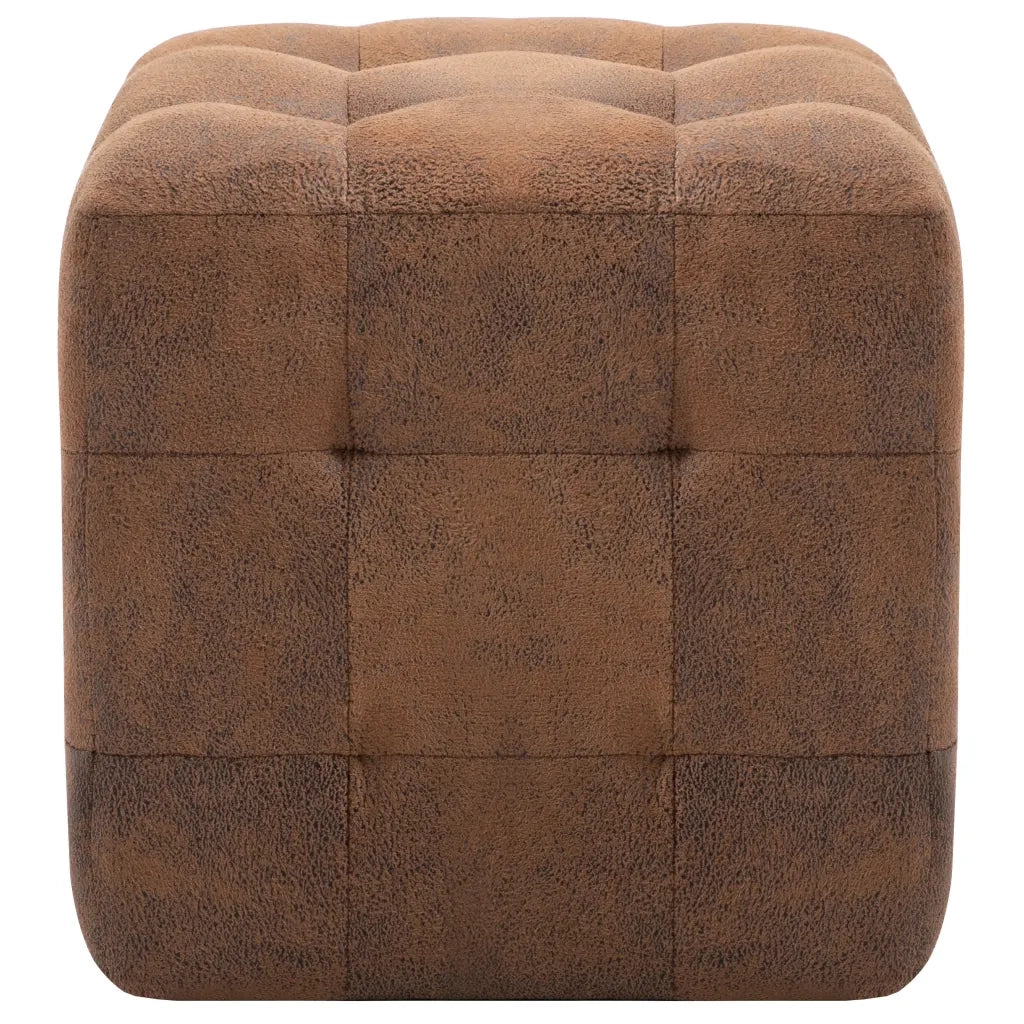Comodini 2 pz-Set di 2 Tavolino da notte Marrone 30x30x30 cm in Similpelle Scamosciata