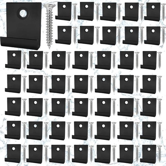 WPC Bevestigingsclips 50 pezzi, 8 mm di diametro di foro, fissaggio invisibile, acciaio inossidabile, nero, con viti M4, per terrazze, case, giardini, terrazze.