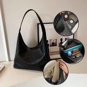 Tas da donna in tessuto intrecciato con cinturino in pelle, portamonete con manico superiore grande capacità, borsa da donna in pelle intrecciata impermeabile morbida per uscita, viaggio, lavoro.