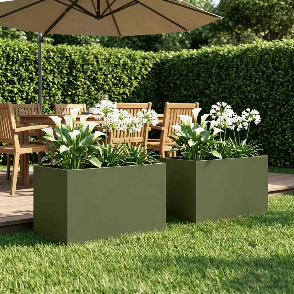 Vaso da giardino 2 pz Verde Oliva 50 x 40 x 40 cm 8005645