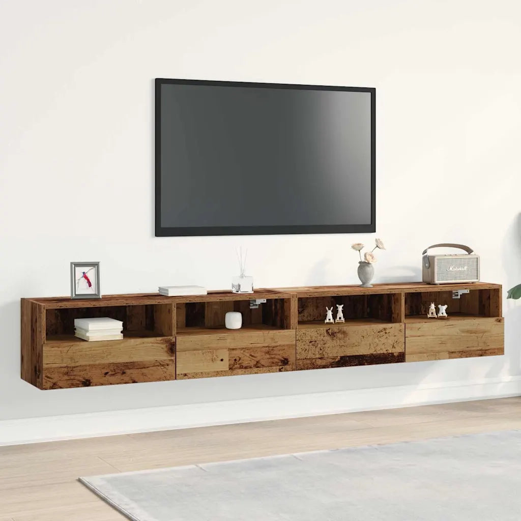 Mobile TV da parete 2 pcs Legno vecchio 100 x 30 x 30 cm 862189