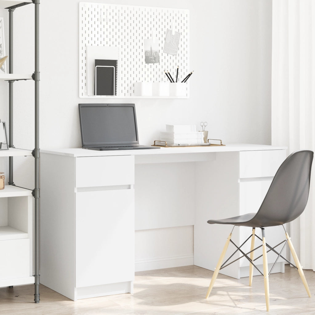 Scrivania  Bianca 140x49x76 cm in Legno Ingegnerizzato