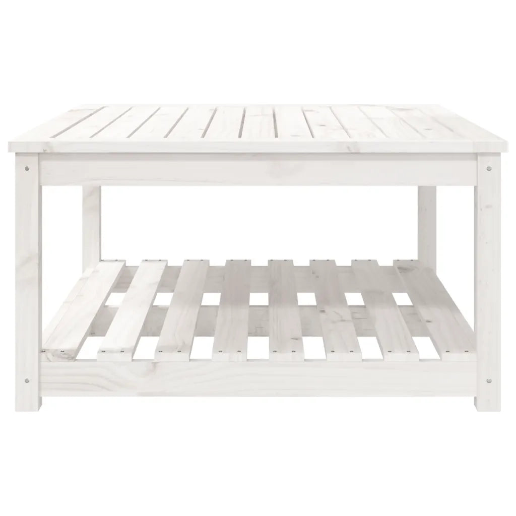 Tavolo da Giardino Bianco 82,5x82,5x45cm Legno Massello di Pino 824142
