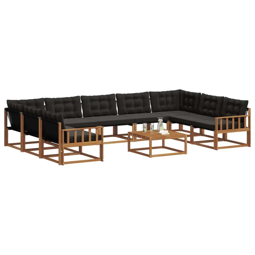 Set di divani da esterno con cuscino 10 pcs Naturale e Nero 3369863