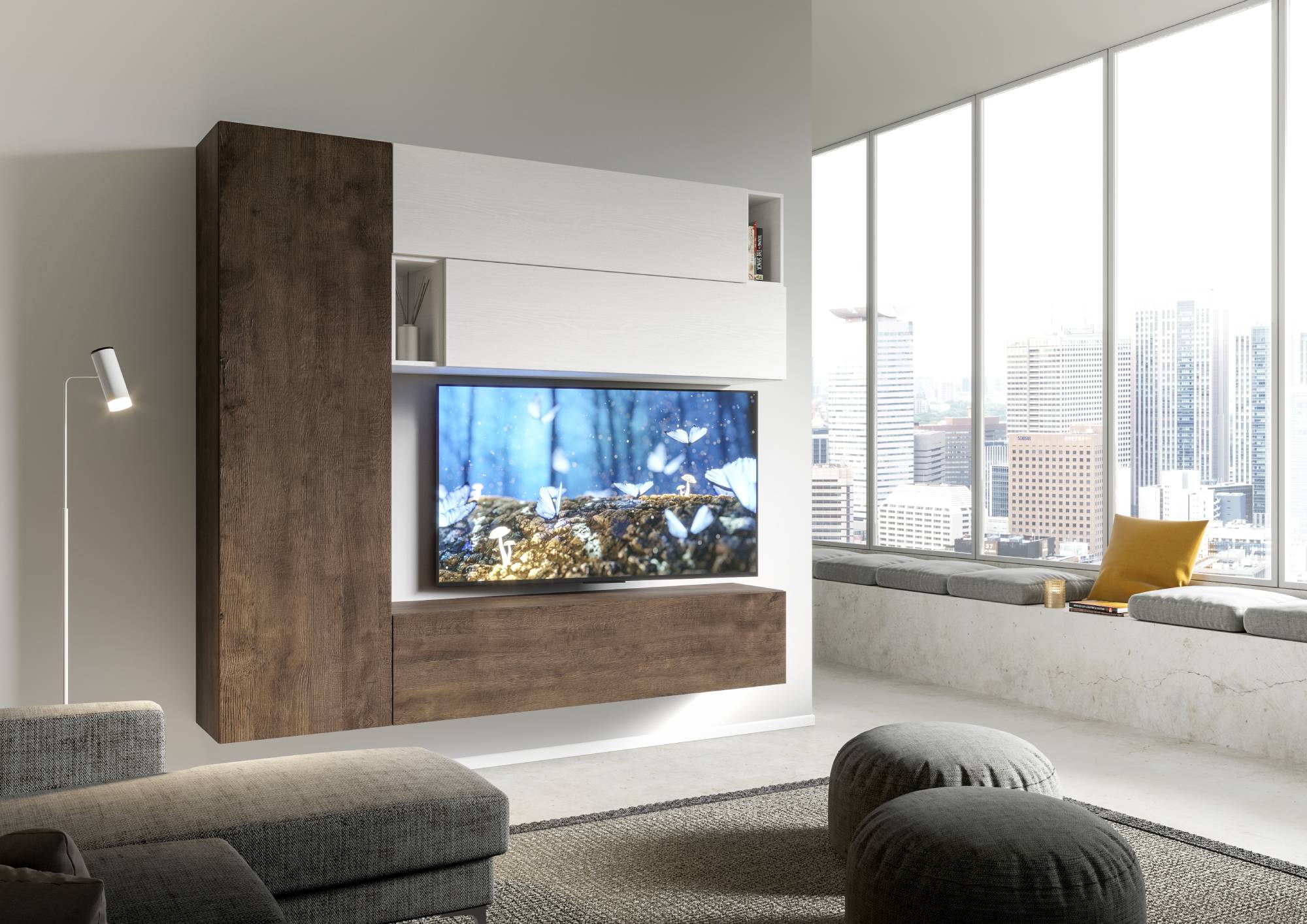 Parete Attrezzata Soggiorno 234x210 cm in nobilitato