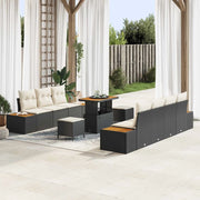Set Divano da Giardino con cuscino 10 pcs Nero e Crema