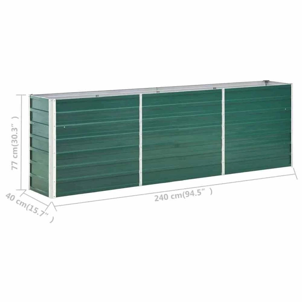 Garden Raised Bed Galvanized Steel 240x40x77 Cm Green
