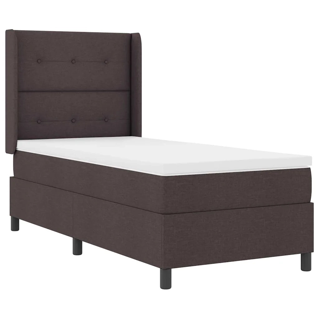 Letto a molle con materasso Marrone scuro 100 x 200 cm Tessuto 3343493