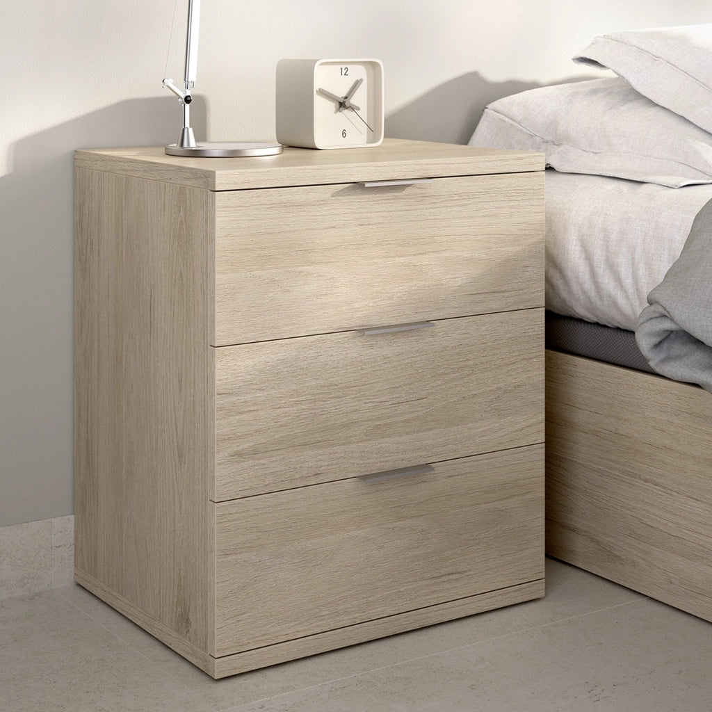 Blythe, Comodino 3 Cassetti, 34x42x57h cm Marrone Rovere