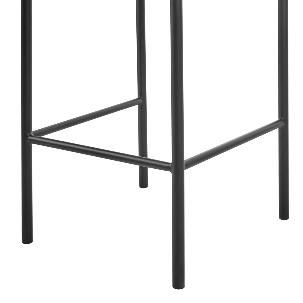 Set di 2 sedie da bar Rivestimento in poliestere boucle bianco Gambe in metallo nero Sgabelli senza braccioli Schienale a rotolo Cucina moderna sala da pranzo