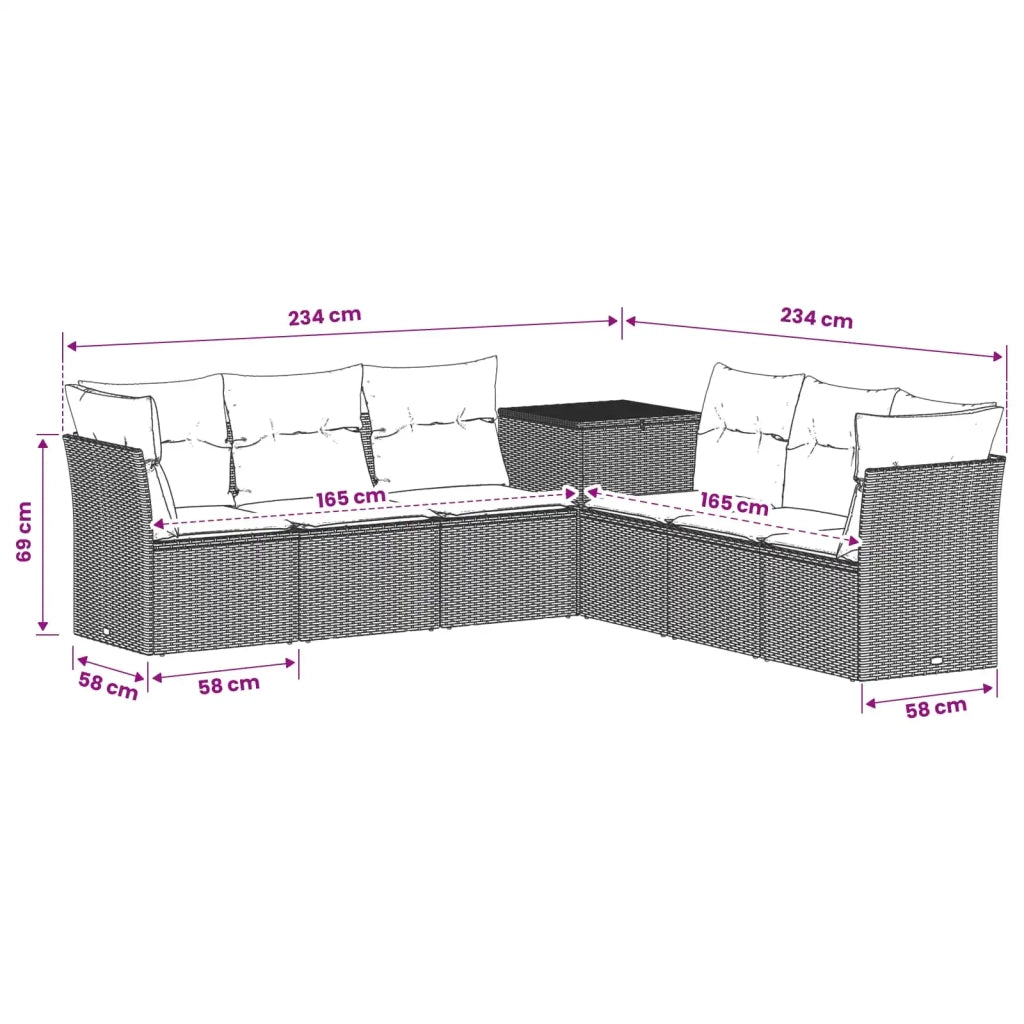 Set di divani 7 pz Grigio e Blu Navy Rattan sintetico e Acciaio 3448765