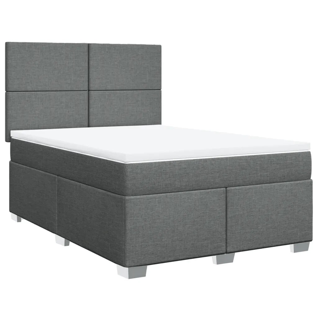 Giroletto a Molle con Materasso Grigio Scuro 140x190 cm Tessuto