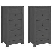 Credenze 2 pz | Madia | Buffet da pranzo | Armadio da pranzo Grigie 40x35x80 cm in Legno Massello di Pino