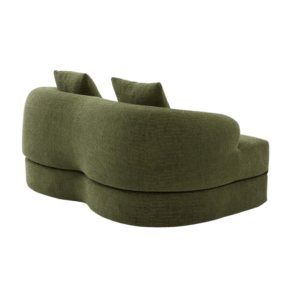 Divano letto 157x84x65 cm in ciniglia verde， 2 posti， senza montaggio