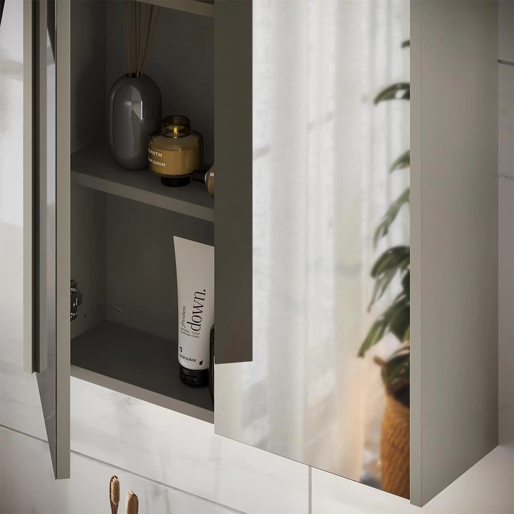 Specchio contenitore bagno Ruford, Cachemire, 60 x 75.8 cm con 3 scomparti chiusi, adatto per la conservazione salvaspazio di accessori da bagno