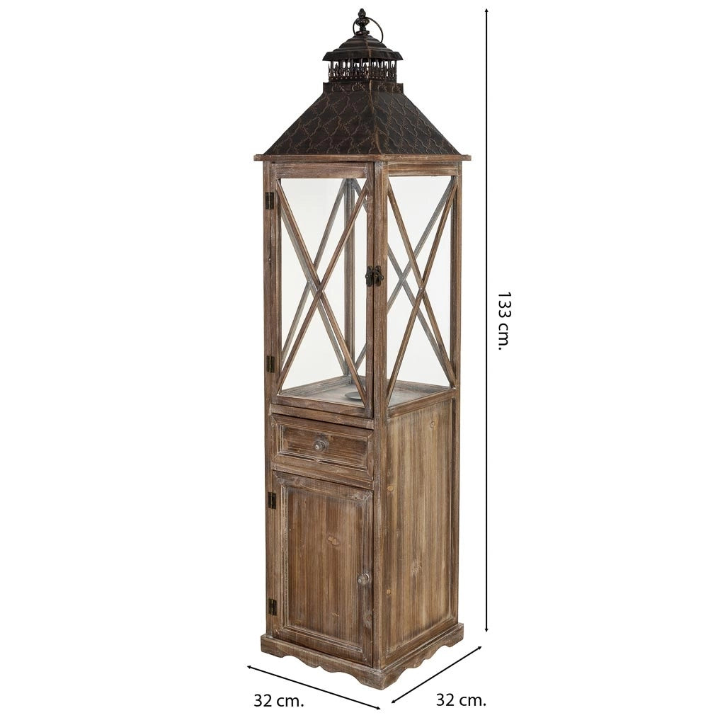 Lanterna in legno marrone 32x32x133h cm
