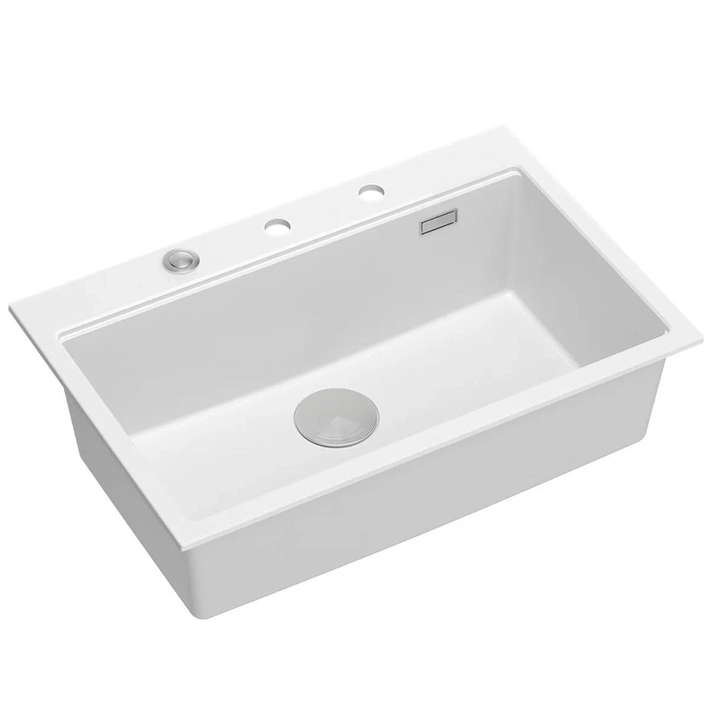 Lavello In Granito Marc 110 Workstation White Tappo rame spazzolato