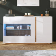 Credenza moderna lucida con LED RGB e ante in vetro