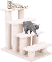 Scala per gatti a 4 livelli, scala per gatti fino a 25 kg, scala per cani, albero da arrampicata per gatti, 61 x 41 x 60 cm (beige)