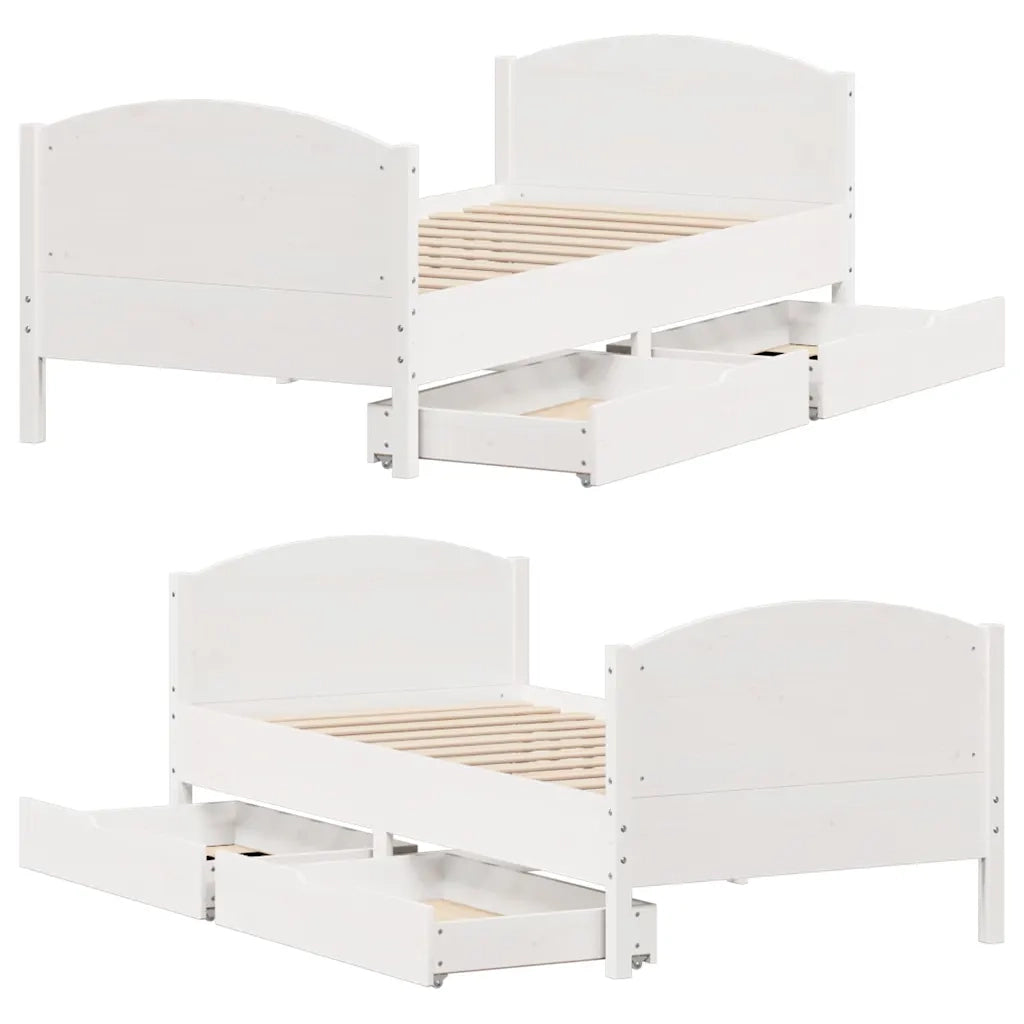 Letto singolo | Letto per adulti | Letto senza Materasso Bianco 75x190 in Legno Massello di Pino