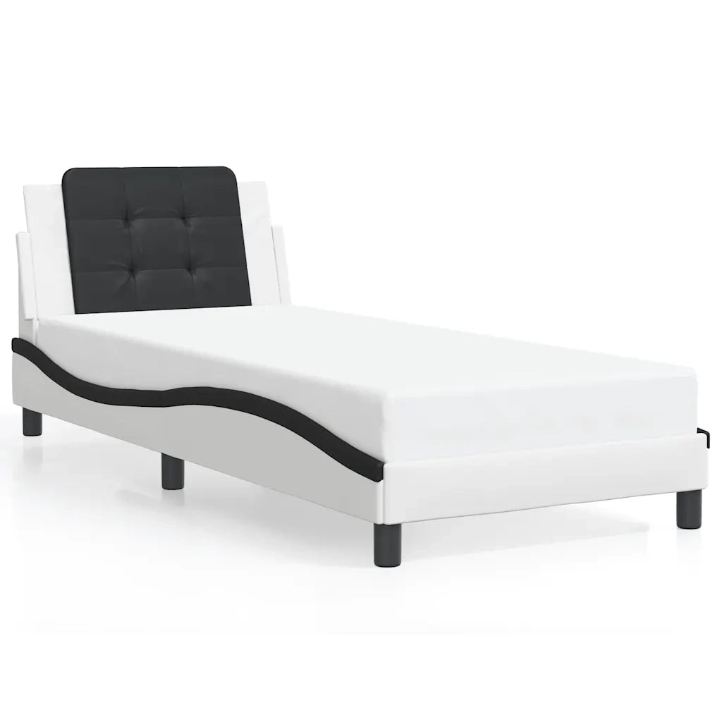 Giroletto senza Materasso Zadar Bianco e Nero 90x200 cm in Similpelle 3208162