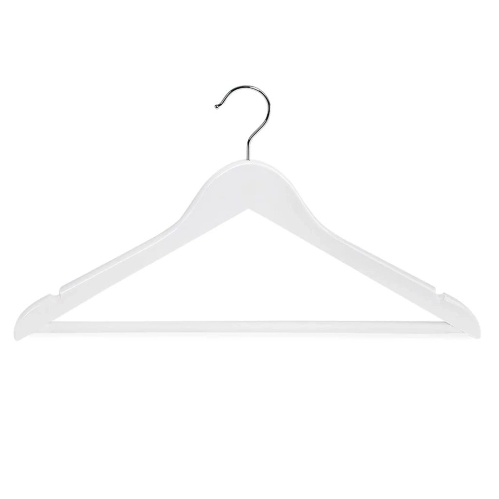 Set di 50 grucce in acero con scanalature e barra porta pantaloni rotazione a 360 gradi bianco 12_0003786