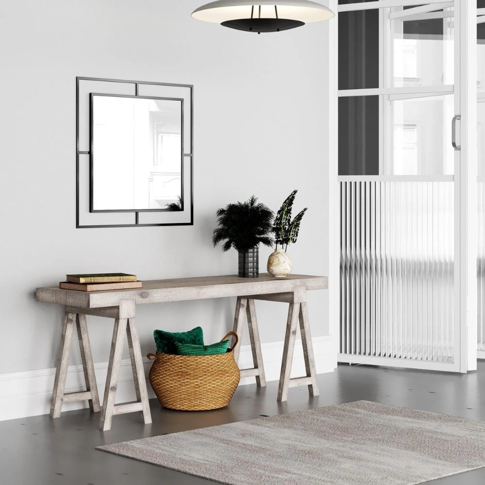 Specchio quadrato con doppia cornice Corner in metallo colore nero