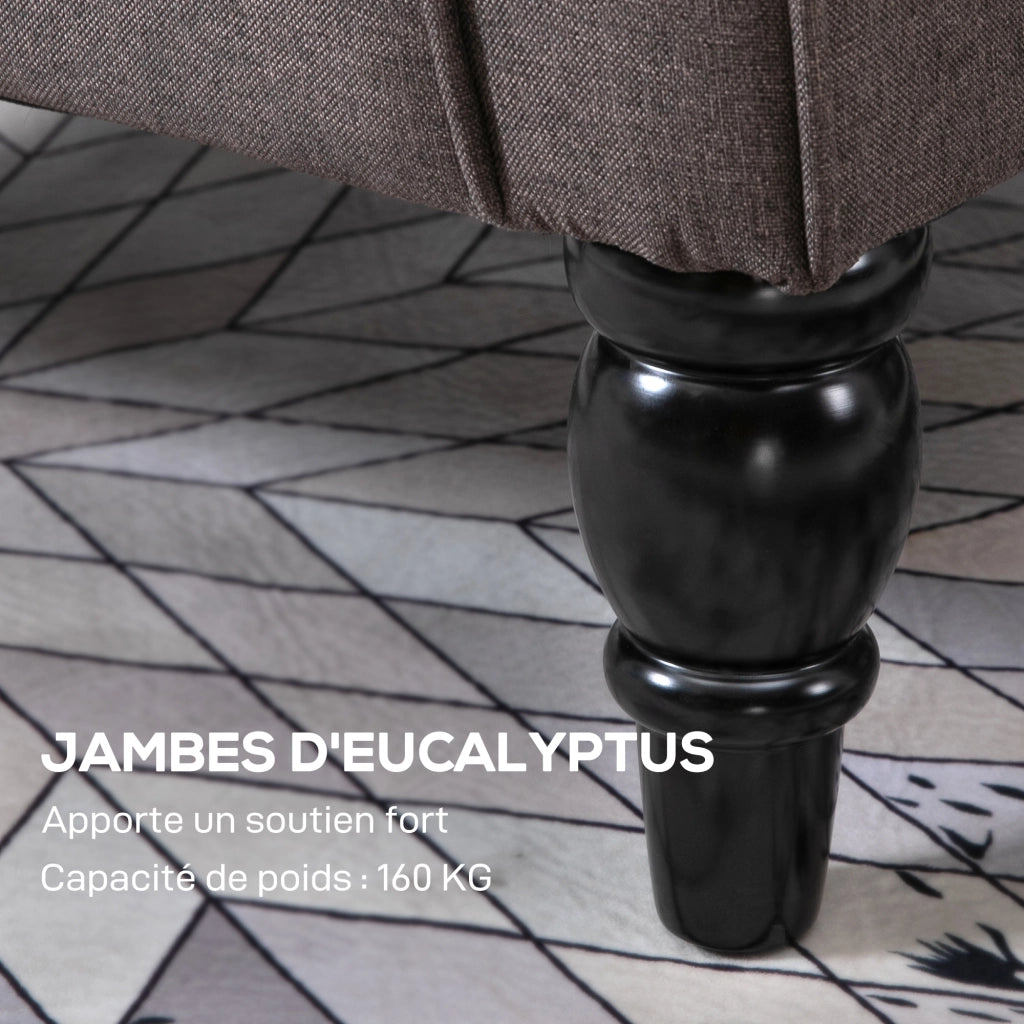 Poltrona capitonnata con braccioli e gambe in legno ¨C zephmum ¨C 74x86x102 cm marrone