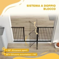 Cancellino per Cani a 3 Estensioni con Larghezza Regolabile fino a 147.5 cm e Chiusura Automatica, Nero