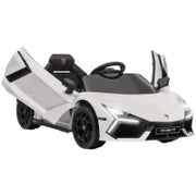 Macchina Elettrica per Bambini con Luci LED, Clacson e Telecomando, in Plastica e Acciaio, 105x60x40 cm, Bianco