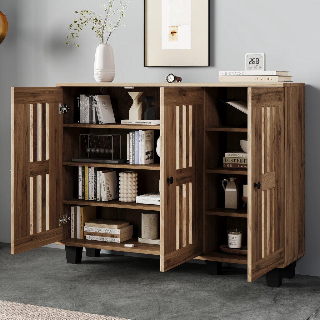 Credenza laterale - Zephmum- 120x32x92cm- 3 ante 8 scomparti
