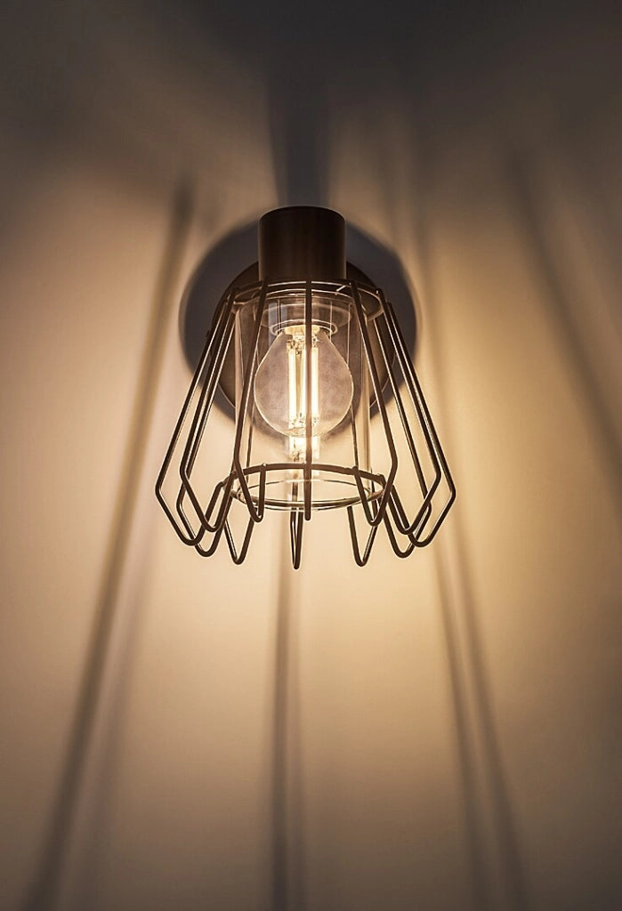 Applique industriale nera orientabile vetro fumé E14 Rabalux