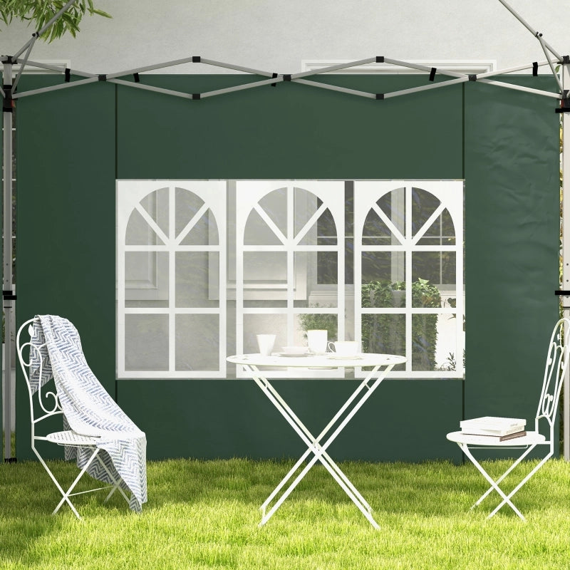 Set di 2 pannelli laterali per gazebo 3x3/3x4 m, parete laterale con finestra, impermeabile, verde