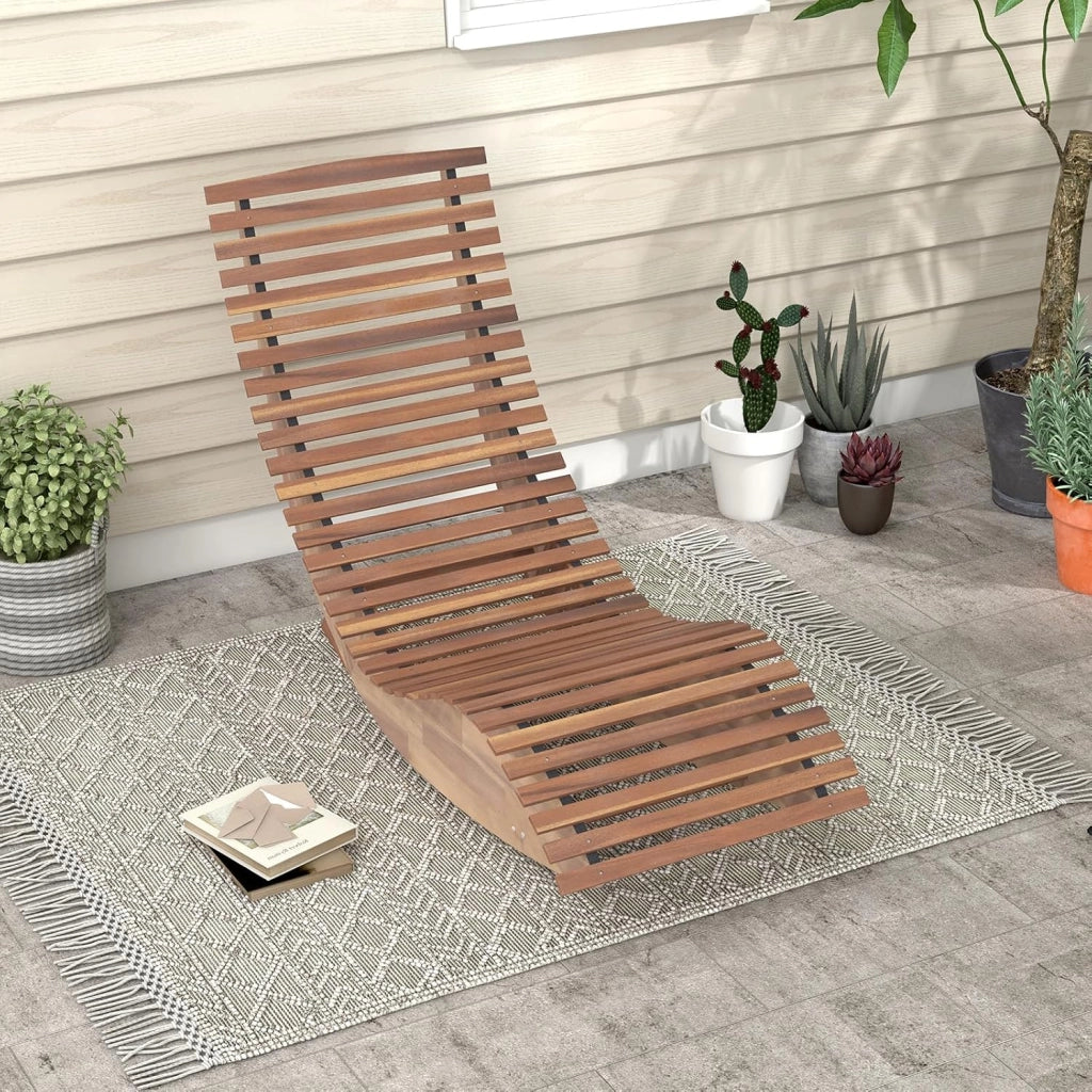 Lettino Prendisole con Altalena in Legno di Acacia, Resistente alle Intemperie, Portata 160 kg, 60x157x76 cm, per Giardino, Cortile e Piscina (1, 60 x 157 x 76 cm)