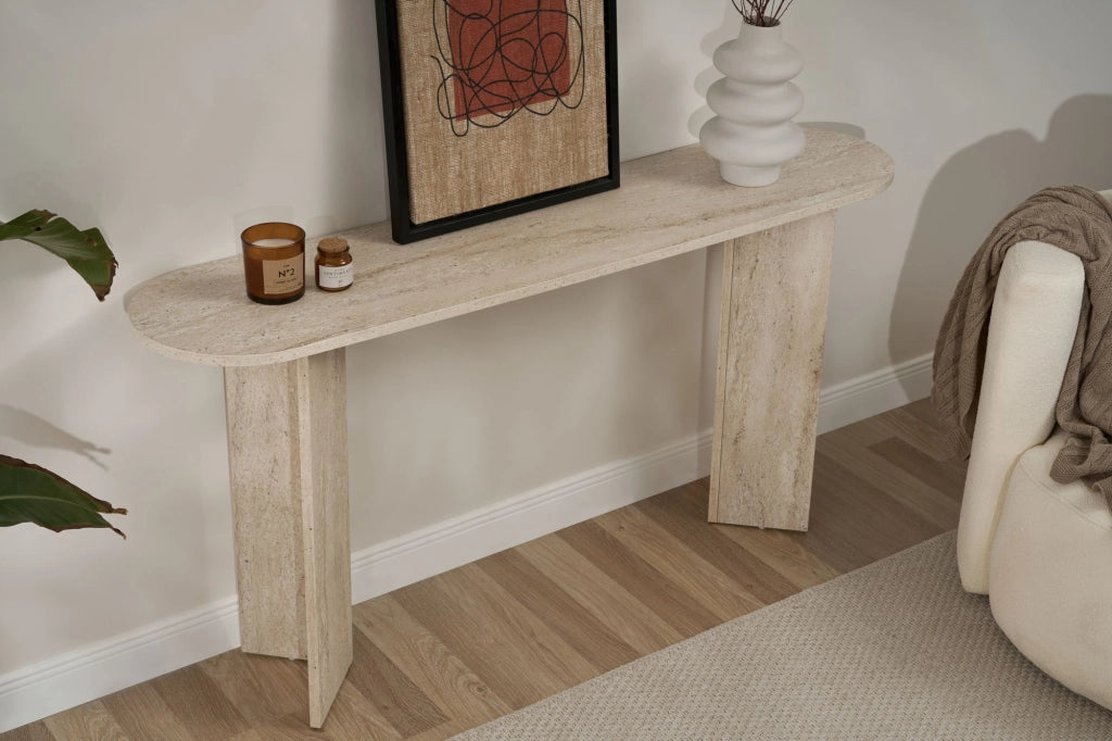 Consolle in legno "Sira" - 150 x 35 x 75 cm - Travertino